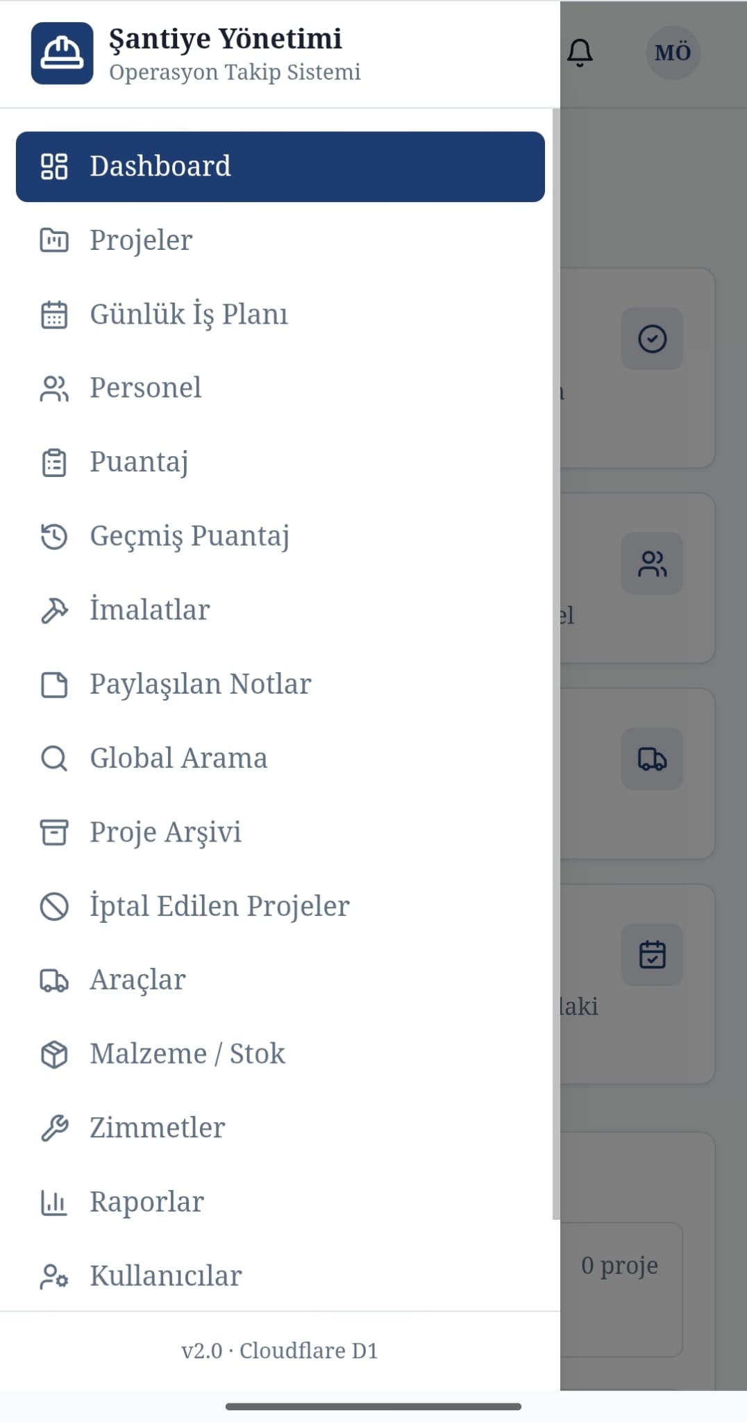 Şantiye Yönetim Sistemi — Ekran görüntüsü 1